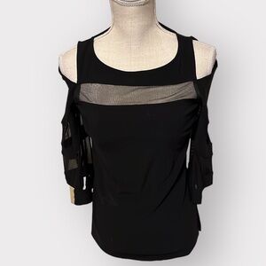 Boston Proper black cold shoulder top, sz xxs